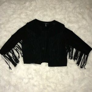 70’s black suede fringe jacket